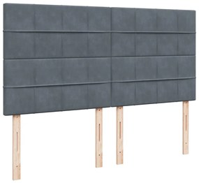 Κρεβάτι Boxspring με Στρώμα Σκούρο Γκρι 200x200 εκ. Βελούδινο - Γκρι