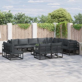 vidaXL Σετ Καναπέ Κήπου 12 pcs Μαύρο 353 x 283 x 71 εκ. Αλουμίνιο