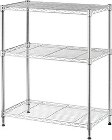 Ραφιέρα μεταλλική Nextdeco 3 επίπεδα ρυθμιζόμενη ασημί Υ80×45×30εκ.