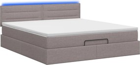 vidaXL Κρεβάτι Ottoman με Στρώμα και LED Taupe 140 x 190 cm Ύφασμα