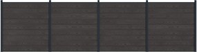 vidaXL Σετ Φράχτη 4 pcs 699 x 186 cm WPC και Αλουμίνιο Μαύρο