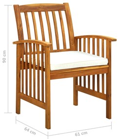3058091  9 PIECE GARDEN DINING SET WITH CUSHIONS SOLID ACACIA WOOD (45963+312128+2X312129) 3058091