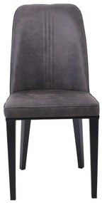 Καρέκλα CASTER Μεταλλική Βαφή Μαύρη/PU Ανθρακί 45x60x89cm (Σετ 6 ΤΕΜ)