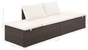 vidaXL Ξαπλώστρα - Κρεβάτι Κήπου Καφέ 195 x 60 εκ. Συνθετικό Ρατάν