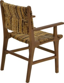 Πολυθρόνα Refane pakoworld φυσικό teak ξύλο-ψάθα 55x60x85εκ