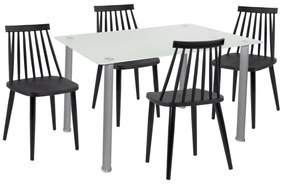 DINING SET 5PCS  TABLE 120x70cm. &amp; 4 BLACK CHAIRS