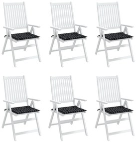 Μαξιλάρια Καρέκλας 6 τεμ. Μαύρο Καρό 50 x 50 x 3 εκ. Υφασμάτινα - Πολύχρωμο