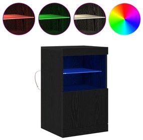 vidaXL Μπουφές με LED Φώτα Μαύρη Δρυς 41x37x67 εκ.