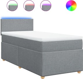 vidaXL Κρεβάτι Boxspring με Στρώμα Ανοιχτό Γκρι 90x190 εκ. Υφασμάτινο