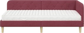 vidaXL Κρεβάτι Γωνίας Κόκκινο 100 x 200 cm ύφασμα