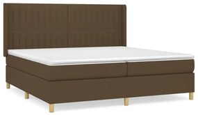 vidaXL Κρεβάτι Boxspring με Στρώμα Σκούρο Καφέ 200x200 εκ. Υφασμάτινο