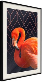 Αφίσα - Orange Flamingo - 20x30 - Μαύρο - Με πασπαρτού