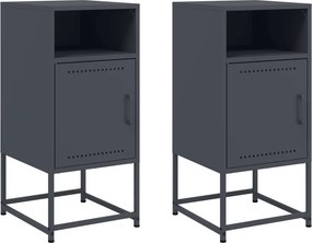 vidaXL Κομοδίνα 2 τεμ. Ανθρακί 36x39x78 εκ. από Χάλυβα