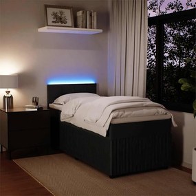 vidaXL Κρεβάτι Boxspring με Στρώμα Μαύρο 100x200 εκ. Βελούδινο