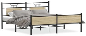 vidaXL Σκελετός Κρεβ. Χωρίς Στρώμα Sonoma Δρυς 180x200 εκ. Μεταλλικό
