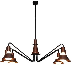 Κρεμαστό Φωτιστικό Οροφής 6xE27 G95 LED Περιστρεφόμενοι Βραχίονες Emily Homelighting-77-3765-Μαύρο - Χάλκινο 77-3765