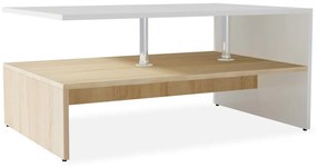 vidaXL Τραπεζάκι Σαλονιού Δρυς και Λευκό 90 x 59 x 42 εκ. Επεξ. Ξύλο