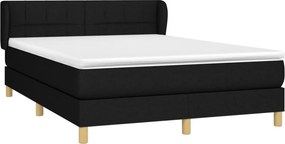 vidaXL Κρεβάτι Boxspring με Στρώμα Μαύρο 140x200 εκ. Υφασμάτινο