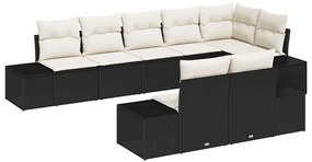 vidaXL Σετ Καναπέ Κήπου 8 pcs Μαύρο και κρεμ 319 x 154 x 85 εκ.