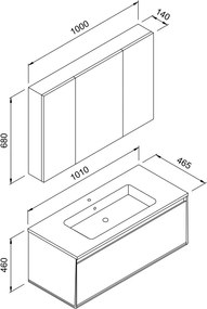 Martin Bella Anthracite 100  MDF - Πάγκος με Νιπτήρα &amp; Καθρέπτη