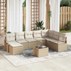 vidaXL Σετ Καναπέ με μαξιλάρι 9 pcs Μπεζ συνθετικό ρατάν