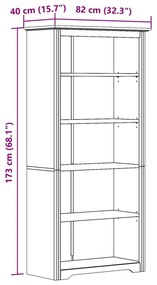 vidaXL Βιβλιοθήκη BODO 5 Επ. Καφέ 82x40x173 εκ. από Μασίφ Ξύλο Πεύκου