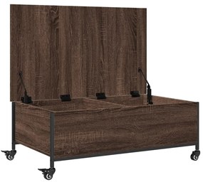 vidaXL Τραπεζάκι Σαλονιού Ροδάκια Καφέ Δρυς 91x55x34 εκ. Επεξ. Ξύλο