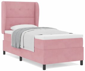 vidaXL Κρεβάτι με ελατήρια με στρώμα Ροζ 90 x 200 cm Βελούδο