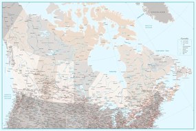 Χάρτης Detailed map of Canada with roads in blue and neutrals, Blursbyai