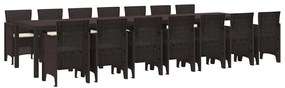 vidaXL Σέτ φαγητού για κήπο 15 pcs Καφέ Rattan Polt
