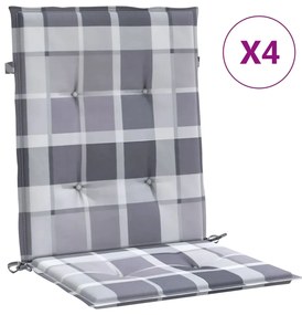 vidaXL Μαξιλάρια Καρέκλας Κήπου Πλάτη 4τεμ Γκρι Καρό 100x50x3εκ Oxford