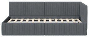 vidaXL Κρεβάτι Γωνίας με κεφαλάρι Σκούρο γκρι 100 x 200 cm Βελούδο