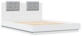 Πλαίσιο Κρεβατιού με Κεφαλάρι και LED Λευκό 140 x 200 εκ. - Λευκό