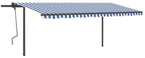 Τέντα Συρόμενη Αυτόματη με Στύλους Μπλε / Λευκό 5 x 3 μ. - Μπλε