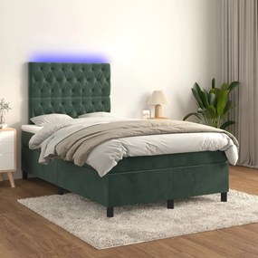 ΚΡΕΒΑΤΙ BOXSPRING ΜΕ ΣΤΡΩΜΑ &amp; LED ΣΚ. ΠΡΑΣΙΝΟ 120X200ΕΚ ΒΕΛΟΥΔΟ 3136296