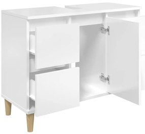 vidaXL Ντουλάπι Νιπτήρα Γυαλ. Λευκό 80x33x60 εκ. Επεξεργασμένο Ξύλο