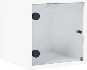 vidaXL Κομοδίνο Λευκό 35x37x35 εκ. με Γυάλινη Πόρτα