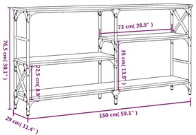 Τραπέζι Κονσόλα Γκρι Sonoma 150 x 29 x 76,5 εκ. Επεξεργ. Ξύλο - Γκρι