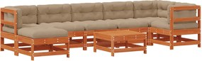 vidaXL Σετ Ξαπλώστρας Κήπου 8 pcs Κερωμένο Καφέ Στερεό πεύκο