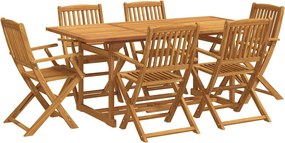vidaXL Σετ Τραπεζαρίας Κήπου 7 Τεμαχίων 180x90x75 εκ. Μασίφ Ακακία