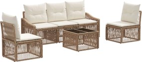 vidaXL Σετ Καναπέ Κήπου 6 pcs Μπεζ συνθετικό ρατάν