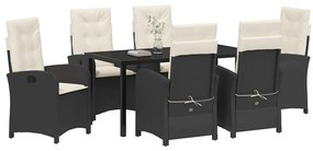 vidaXL Σέτ φαγητού για κήπο 7 pcs Μαύρο συνθετικό ρατάν