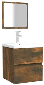 vidaXL Ντουλάπι Μπάνιου με Καθρέφτη Καπνιστή δρυς Επεξεργασμένο Ξύλο