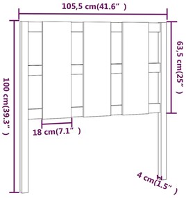 vidaXL Κεφαλάρι Κρεβατιού Λευκό 105,5 x 4 x 100 εκ. Μασίφ Ξύλο Πεύκου