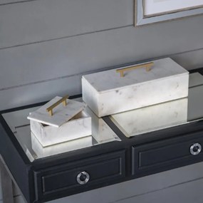 Artekko Marble Box Κοσμηματοθήκη Κουτί Διακοσμητικό Μάρμαρο Μέταλλο Λευκό Χρυσό (18x12.5x11)cm