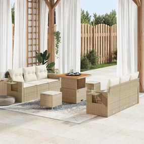 vidaXL Σετ Καναπέ Κήπου 9 pcs μπεζ και κρεμ 80 x 80 x 71 cm