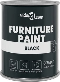 vidaXL Βαφή επίπλων Μαύρο 0,75 L Εκτύπωση τοίχου