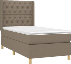 vidaXL Κρεβάτι Boxspring με Στρώμα Taupe 80x200 εκ. Υφασμάτινο