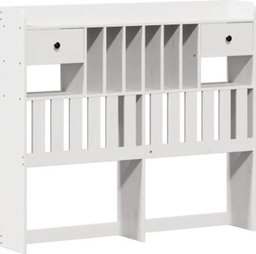 vidaXL Κρεβάτι Βιβλιοθήκη Χωρίς Στρώμα Λευκό 135x190 εκ Μασίφ Πεύκο