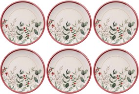 Service Plate Set (6 Pieces) Xmas Cherry Multicolor